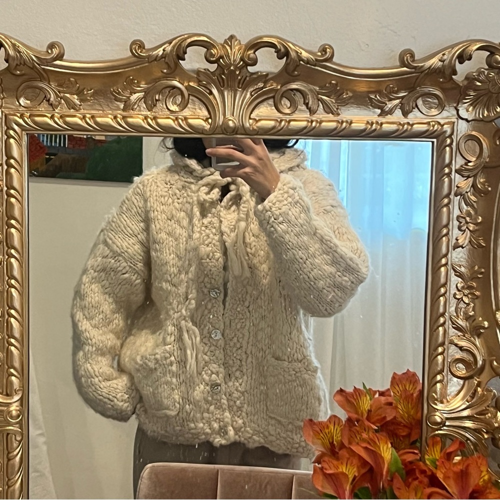 Vintage Cream Wool Cardigan Sweater